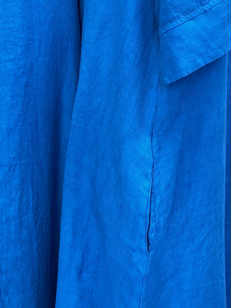 Image of Robe En Lin Gaïa II Bleu Mykonos