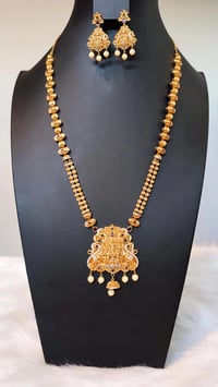 Image 5 of Ayusha-Original Brass with American Diamond Temple Jewelry Necklace Set Featuring Goddess Laxmi
