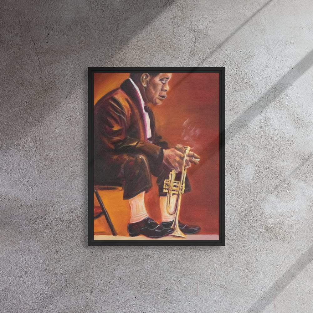 Image of Louis Armstrong Framed Canvas Oil Painting Print