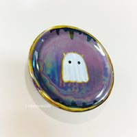 Image 3 of Dark Purple mini ghost trinket dish with rainbow effect (2.5 inches diameter) 