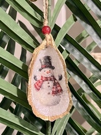 Image 1 of Snowman Mini Oyster Shell Ornament