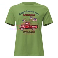 Image 3 of Women's Relaxed T-Shirt, Happy 250th Anniversary America 1776–2026  Patriotic Truck Shirt