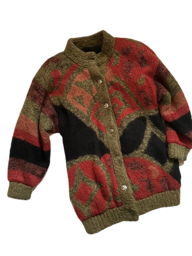 70s mohair art sweater with quilted lining 