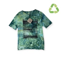 Image 1 of ♻️ UPCYCLED XS Adult (Kids XL 14/16) Graphic Tee in Mermaid Watercolor Ice Dye