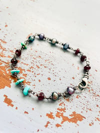 Image 4 of peacock pearl and garnet bracelet