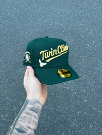 Image 1 of FOREST GREEN GOLD MINNESOTA TWINS CUSTOM FITTED CAP