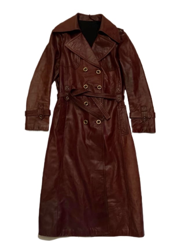 early 70s leather trench riding coat with the perfect patina