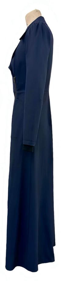 Image 3 of  McClearon Jacket-Navy asymmetrical Zip Trench jacket/Dress,  Modern Goth  with a Twist 