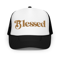 Image 1 of Blessed Trucker(Dark Tan on Black-Pink/White-Blk/White)