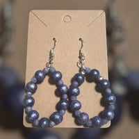 Image 1 of Purple Handpainted Beaded Hoops