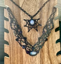 Image 5 of Opal, Amethyst & Iolite Micro Macrame Necklace 