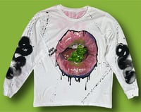 Image 1 of ‘GREEN GUMMY BEAR’ HAND PAINTED LONG SLEEVE T-SHIRT XL