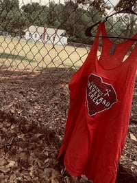 Ladies red state tank top