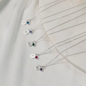 Image of Initial necklace with birthstone crystal