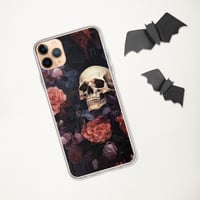 Image 3 of Rococo Painting Human Skull and Flowers Goth Clear Case for iPhone®