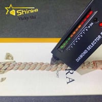 Image 3 of Pass Diamond Tester Two Tones 925 Sterling Silver 12MM VVS Moissanite Cuban Bracelet Mens Hip Hop Cu