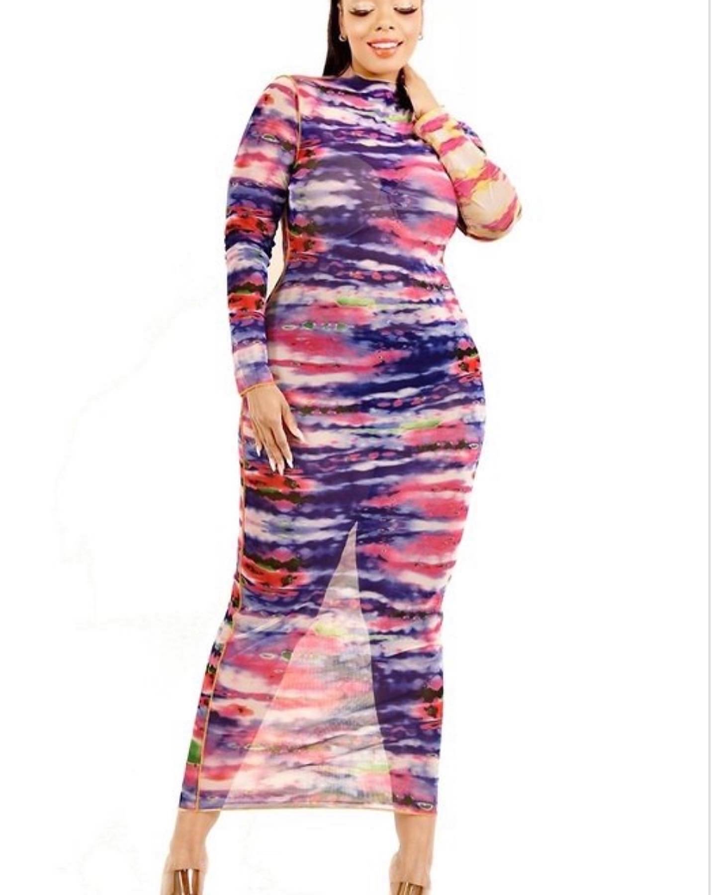 Image of Water Colors Mesh Maxi