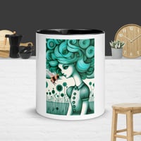 Image 1 of Collectable Unique Keepsake Mug. Beautiful Illustrated girl bowing to Queen Bee