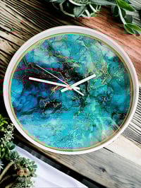 Image 1 of 12” Wall Clock Epoxy Resin Art 'The 333'