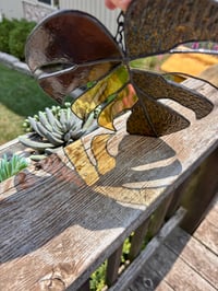 Image 5 of Handmade Monstera Leaf Window Hanging - Tropical Leaf Suncatcher - Earthtones 1