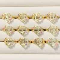 Image 3 of Flower initials Heart Ring