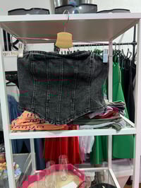 Image 1 of black wash denim bustier 