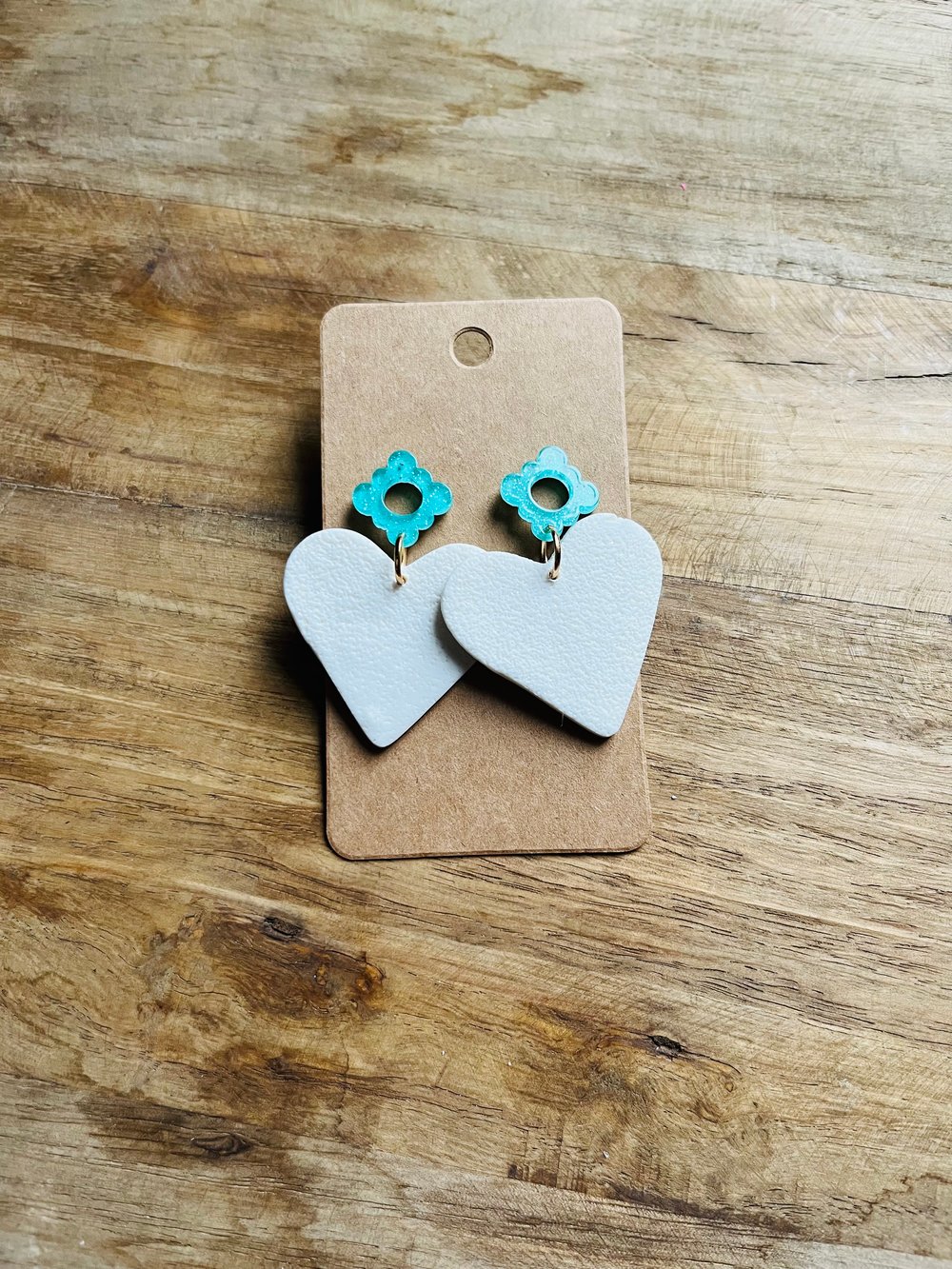 Image of White Heart Turquoise Stud