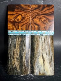 Image 2 of Ironwood Burl & Giraffe Bone Segmented Knife Scales