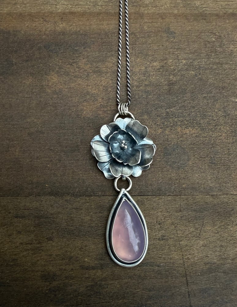 Image of Begonia Flower Natural Chalcedony Necklace