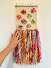 Rainbow popcorn. Woven wall hanging.