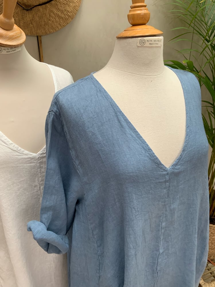 Image of Robe En Lin Alizé Bleu Jean's