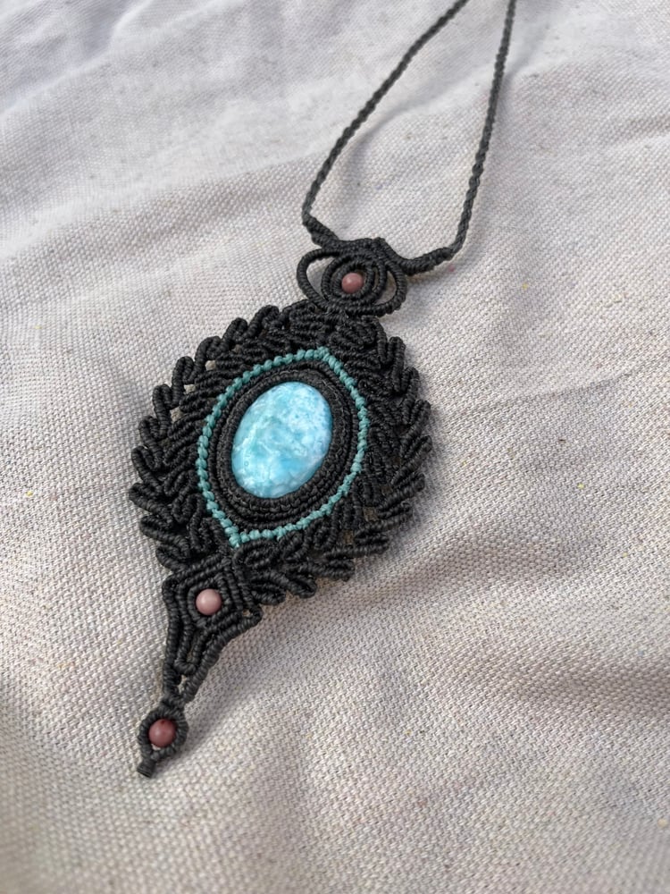 Image of Macrame necklace with larimar stone
