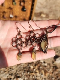 Image 3 of Chain-mail Flower of life earring pendant set