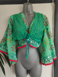 Image 2 of Mint green embroidered stevie top