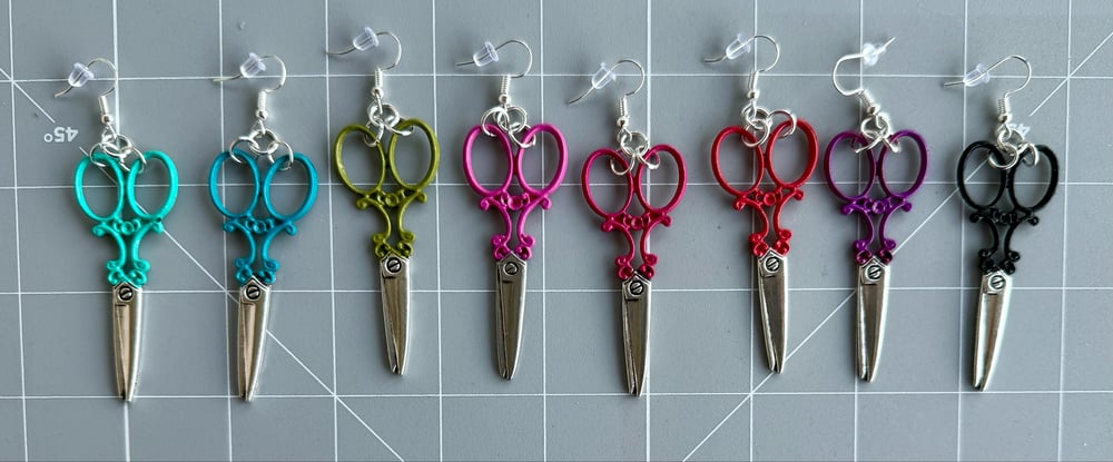 Image of Big Fabric Scissors Earrings