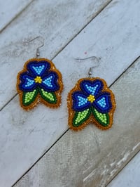 Image 1 of Med Blue Floral earrings