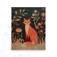Image 3 of Fox and Flowers Folk Print