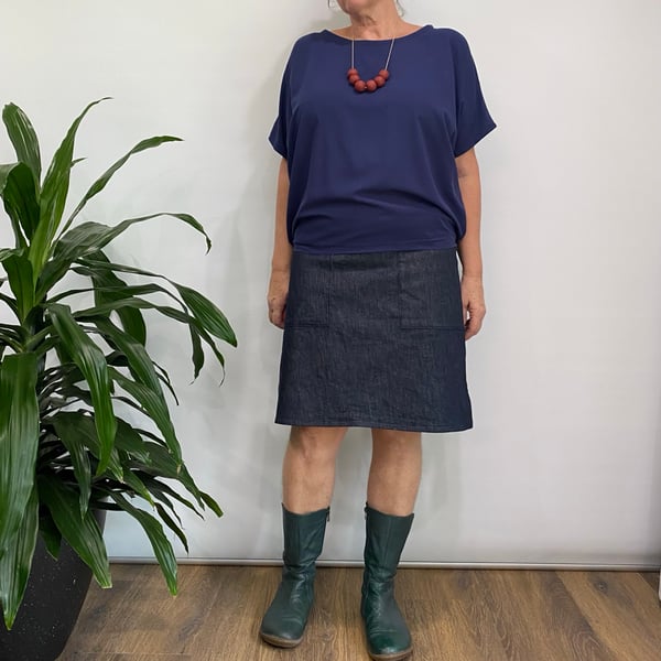 Image of Blue denim pocket skirt