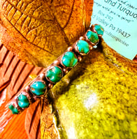 Image 2 of Carved turquoise vintage stacker cuff 