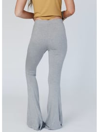Image 7 of Cher Solid Raw Edge Flare Pants - Grey