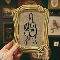 walking middle finger embroidery