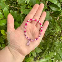 Breast Cancer Beaded Charm Bracelet