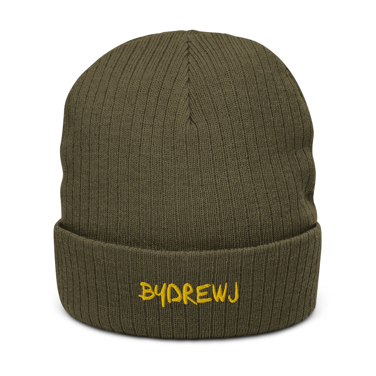 By Drew J Embroidered Ribbed knit beanie