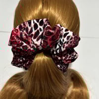 Image 3 of Red Leopard Velvet Handmade Scrunchie | Limited Edition