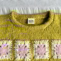 Image 4 of Granny square vest in chartreuse and baby pink