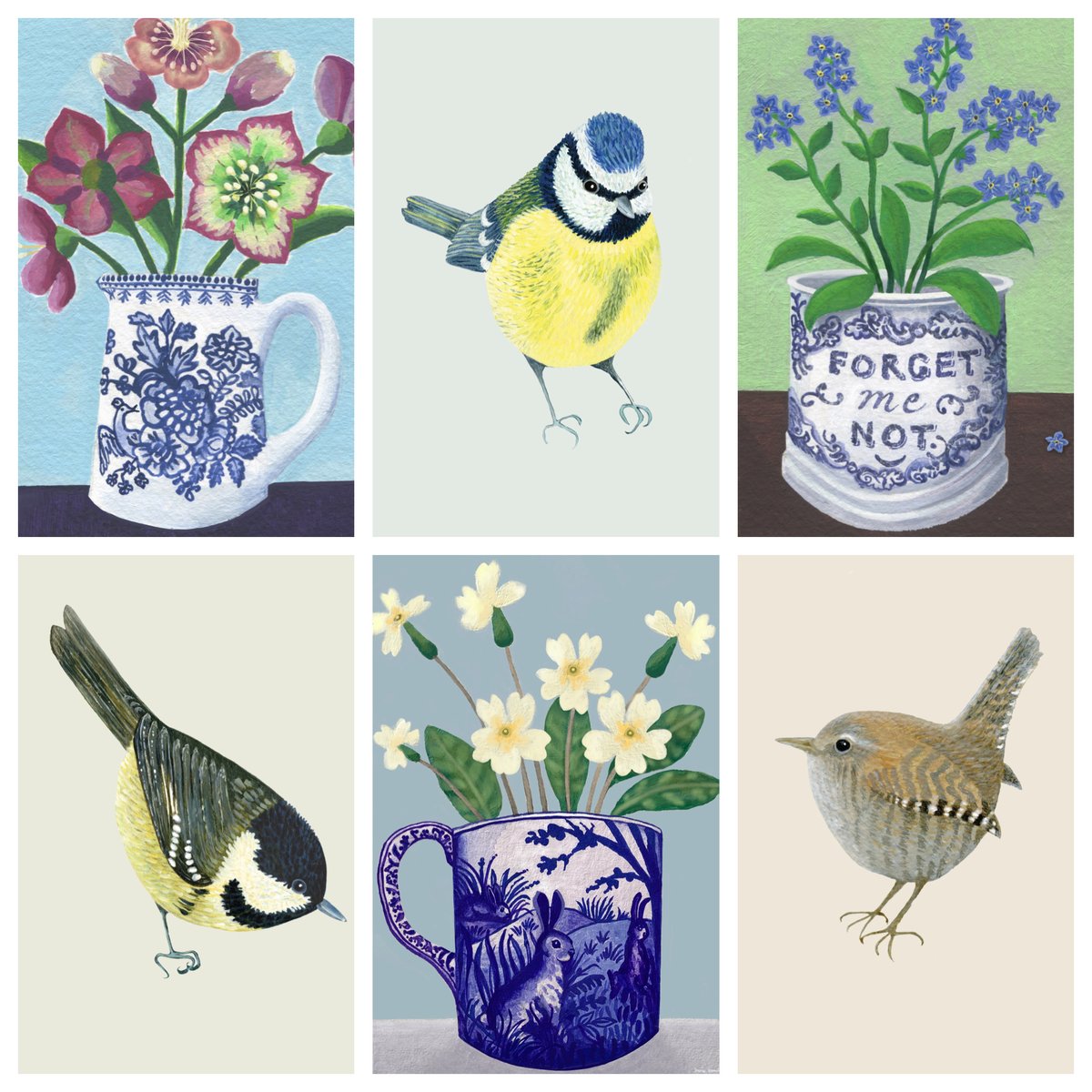 Springtime Birds & Flowers Card Collection 