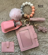 Image 2 of Beaded Wristlet Wallet Badge/ID Keychain 