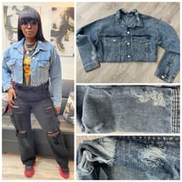 Blue denim crop jacket 