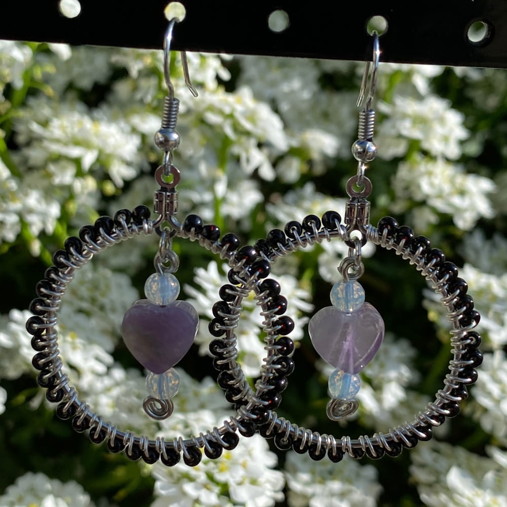 Image of amethyst heart earrings 