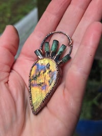 Image 2 of Electroformed labradorite and indicolite tourmaline necklace 